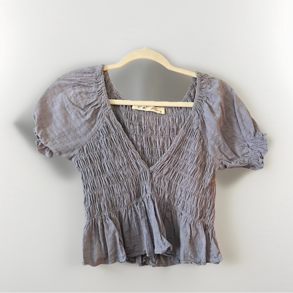 Grace Gray Smocked Crop Top